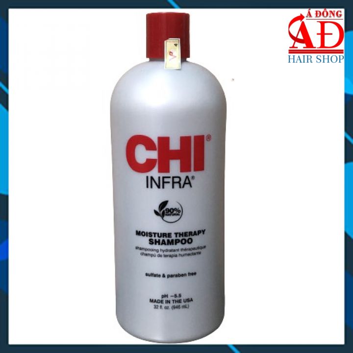 [+Tặng mũ trùm] Dầu gội CHI Infra Moisture Therapy shampoo siêu mượt cho tóc khô hư tổn (xám) Mỹ 946ml (Mẫu mới)