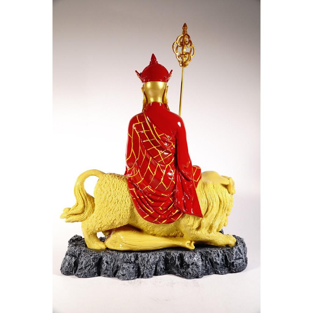 Tượng Phật Địa Tạng Vương Bồ Tát cưỡi hổ vẽ áo đỏ lớn - Cao 35cm