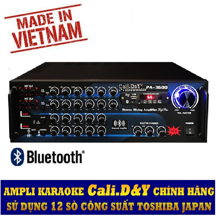 Amply Bluetooth Ampli Karaoke Gia đình 12 sò lớn Cali.D&amp;Y PA-3600 - Hàng chính hãng