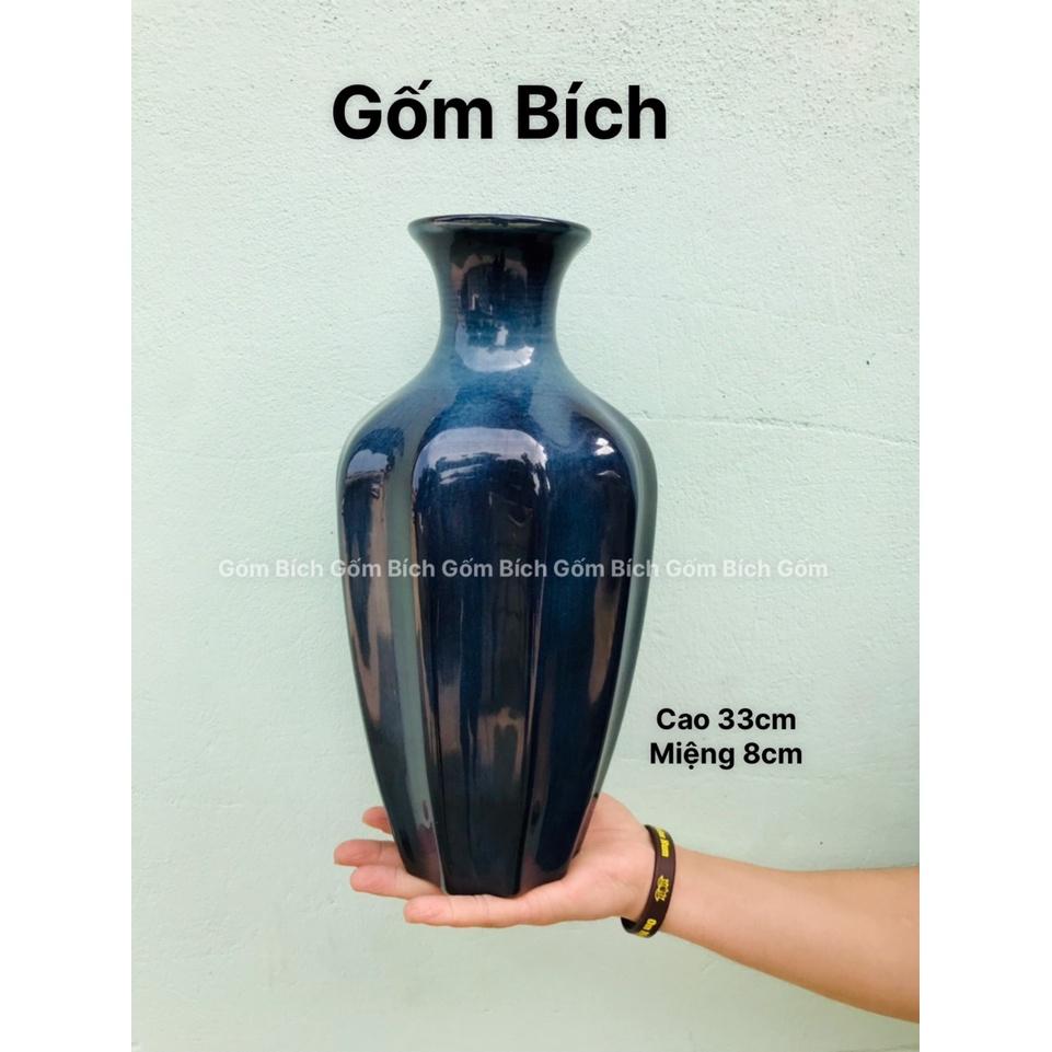 Bình Hoa Lọ Hoa Dáng Khế Dài Cắm Đào Lựu Tuyết Mai Gốm Sứ Bát Tràng