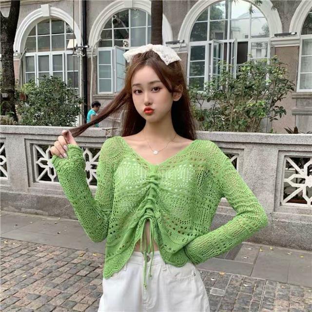 Áo len lưới croptop rút ngực Ulzzang style  Hàng Quảng Châu