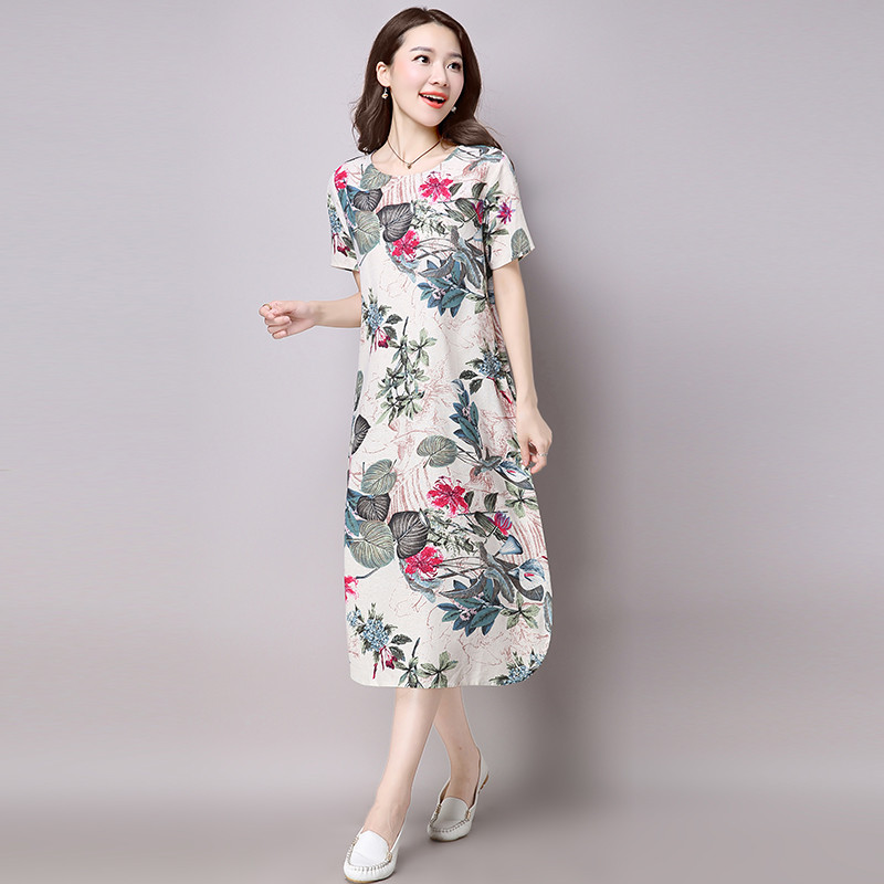 Đầm suông nữ dáng dài xẻ tà thời trang dáng rộng, 2 túi to Đũi Việt Da143