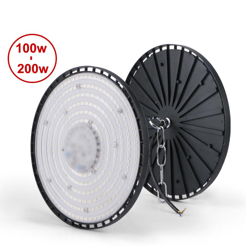 100W 150W 200W LED High Bay Light Ánh sáng công nghiệp UFO Ánh sáng trắng 6000K Nhà để xe không thấm nước Thị trường thương mại Kho nhà máy