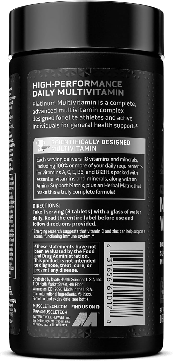 Vitamin Tổng hợp Platinum Multi Vitamin Muscletech (90 viên) - Vitamin bổ sung khoáng chất Tăng Đề Kháng Đủ Dinh Dưỡng