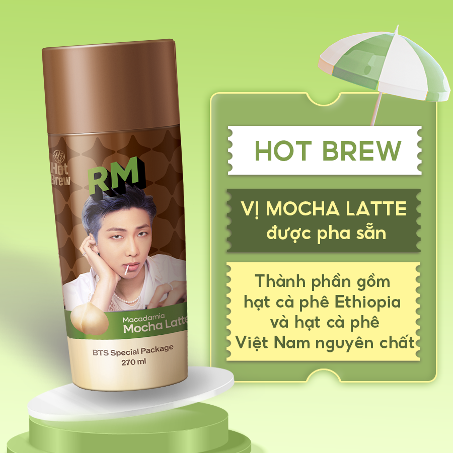 [Combo 7 chai] Cà phê Hot Brew vị Macadamia Mocha Latte Coffee phiên bản BTS - Cafe uống ngay có vị mocha, chocolate - Chai 270ml