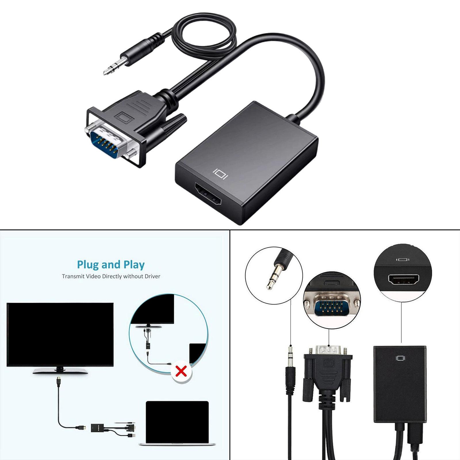 VGA to HDMI Converter Adapter VGA to HDMI for Computer Mobile Phones Black