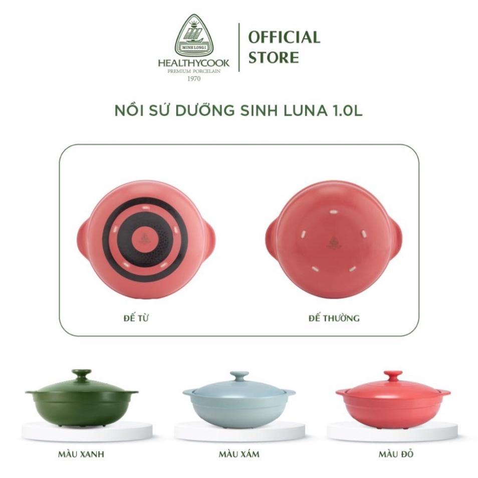 Nồi Sứ sinh dưỡng Minh Long Healthy Cook Luna 1.0 L - dành cho bếp điện đồ sứ thời thượng dân dụng thông mi