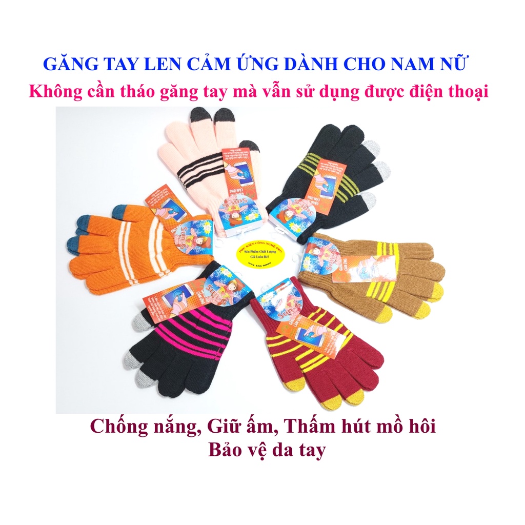 Găng tay len Bao tay len Cảm ứng Nhãn Sun-G Len Acrylic Sử dụng được điện thoại Chống nắng Giữ ấm Bảo vệ da tay SXtại VN