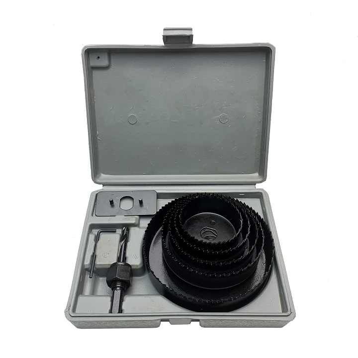Bộ dụng cụ khoét lỗ 8 chi tiết - 5 vành khoét 64mm; 76mm; 89mm; 102mm; 127mm