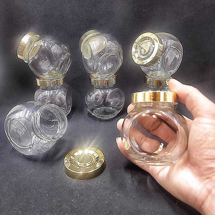 Hũ thủy tinh đựng gia vị 180ml mẫu Tròn Dẹt kiểu nghiêng 2 đáy - nắp nhựa vàng - hũ chưng yến thuỷ tinh, lọ đựng bánh kẹo, hạt dưa, tổ yến, mật ong, sữa ong chúa, thực phẩm, mỹ phẩm