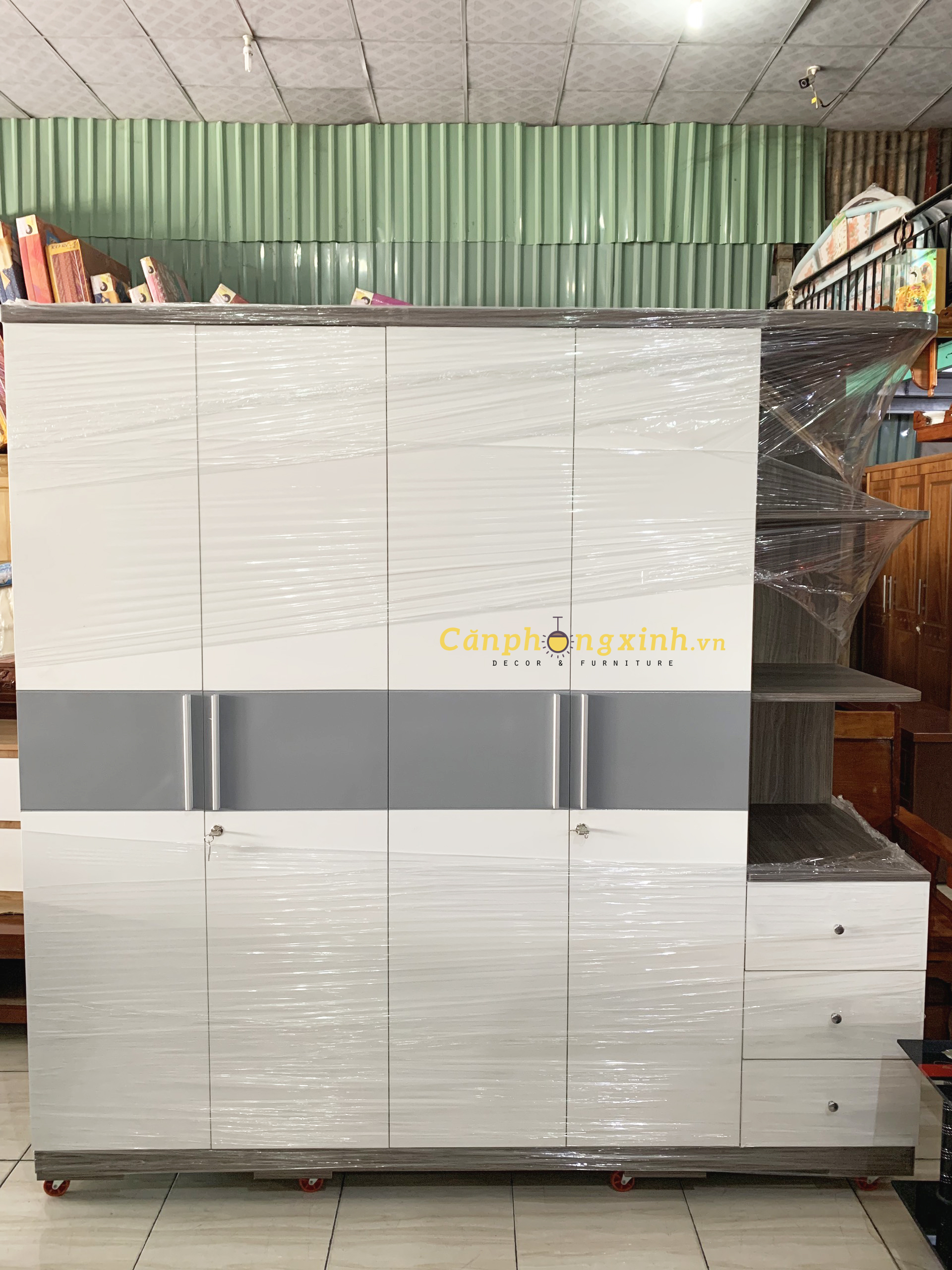 Tủ áo 4 cánh có kệ gỗ MDF CPX-T03