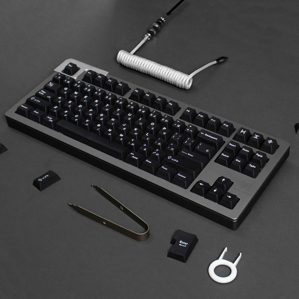 Minimalist black japanese  keycaps cherry profile Dye-Sublimation PBT keycap 138 keys