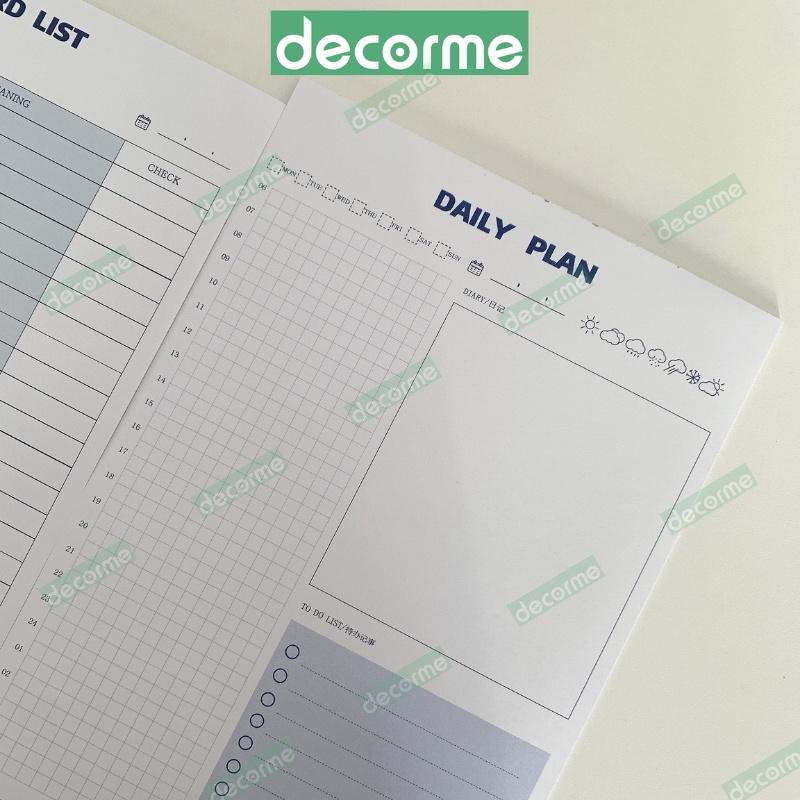 Giấy note B5 học từ vựng DecorMe giấy note ghi chú planner basic blue 30 tờ phong cách Hàn Quốc tiện dụng NWORD