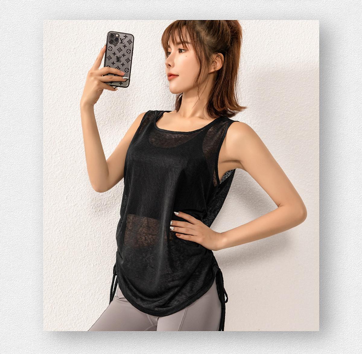 "NEW 2026" Áo Tank Top Dây Rút Thể Thao Nữ " HOT HOT" - Trắng