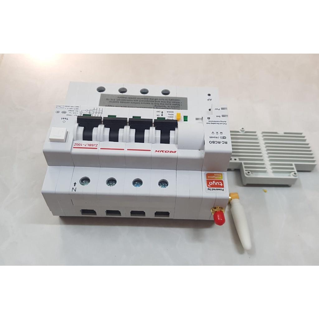 Aptomat cầu dao tổng RCBO CB thông minh wifi đo điện năng, chống giật, App Smart life Tuya, 63A - 2P, 100A - 4P