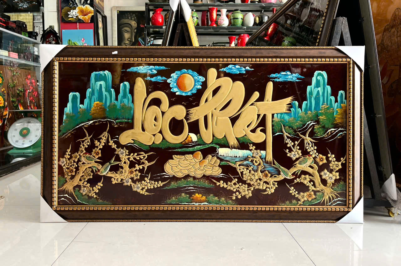( Tặng kèm khung ) Tranh Sơn Mài - "LỘT PHÁT" | Đắp Nổi Cao Cấp | Hàng Xuất Khẩu | Size 60x120 cm