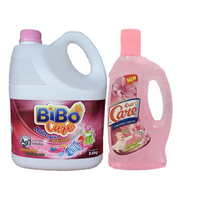 Nước giặt Bibo Care Baby Star Thiên nhiên 3kg + Tặng 1 chai nước lau sàn TrueCare Baby Charming 1 lít