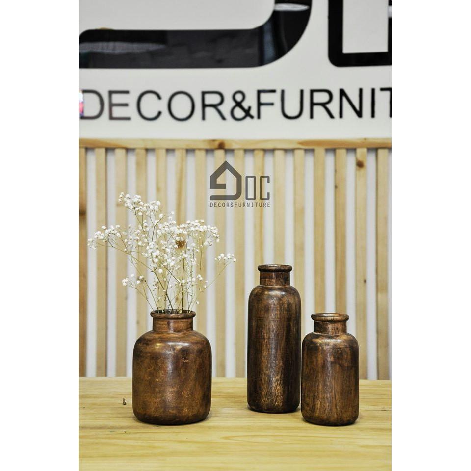 Lọ hoa gỗ, bình hoa gỗ nghệ thuật decor cắm hoa giả, hoa lụa, hoa khô Góc Decor