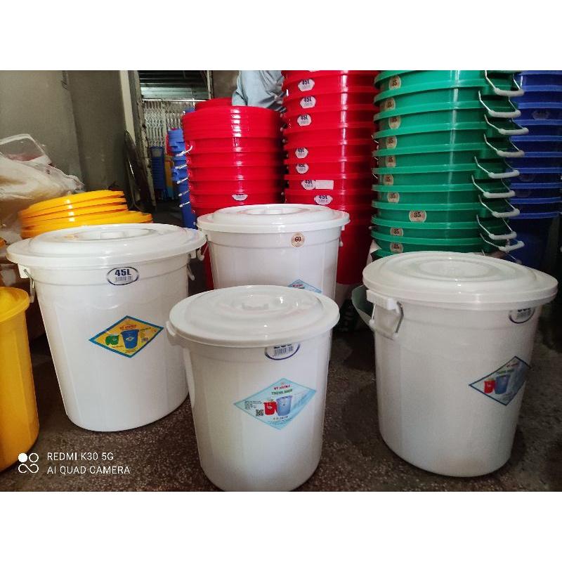 Thùng nhựa tròn màu trắng và màu vàng cao cấp