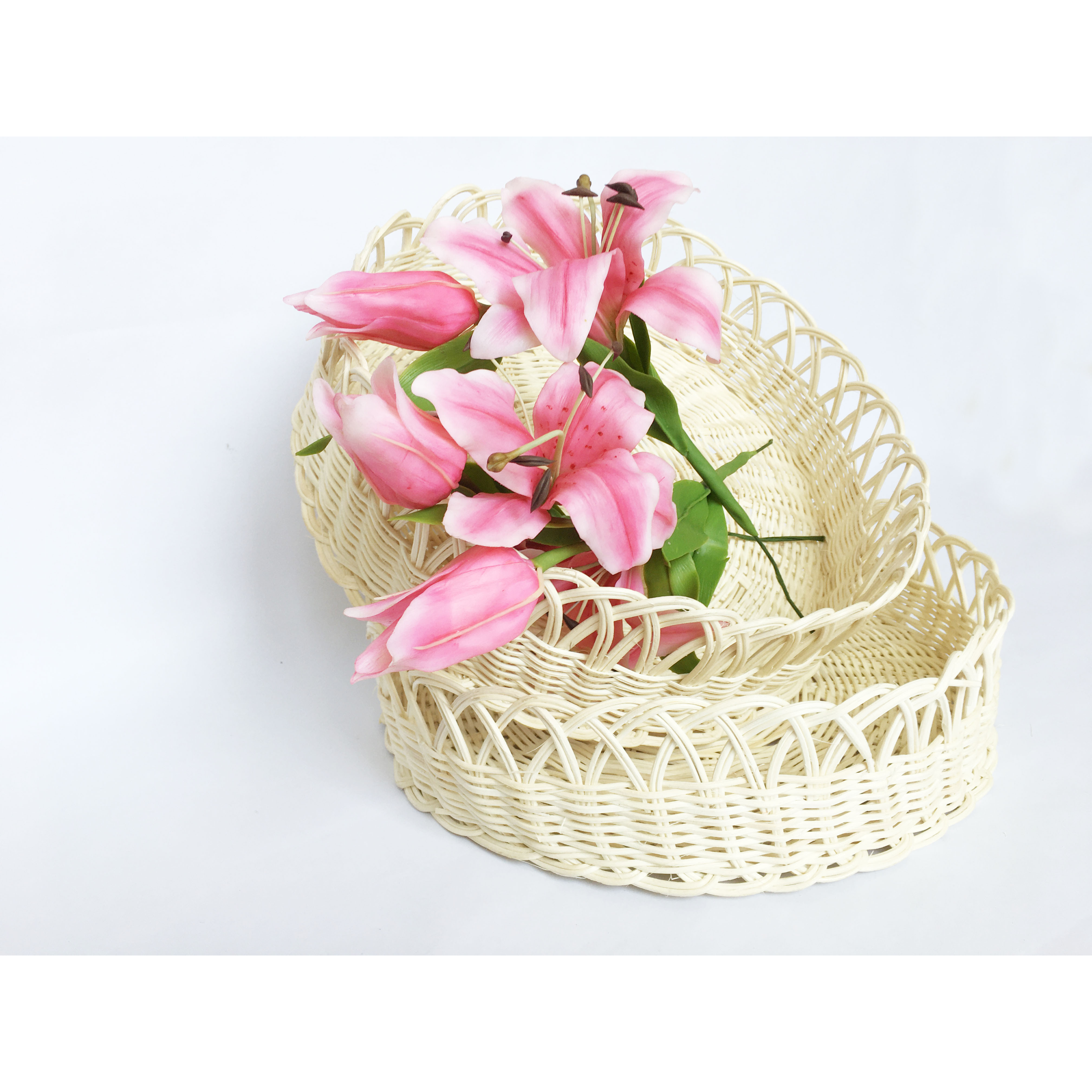 Khay mây đan bằng mây tự nhiên Khay tròn KT D30xH6cm đựng đồ, decor, trang trí bằng mây