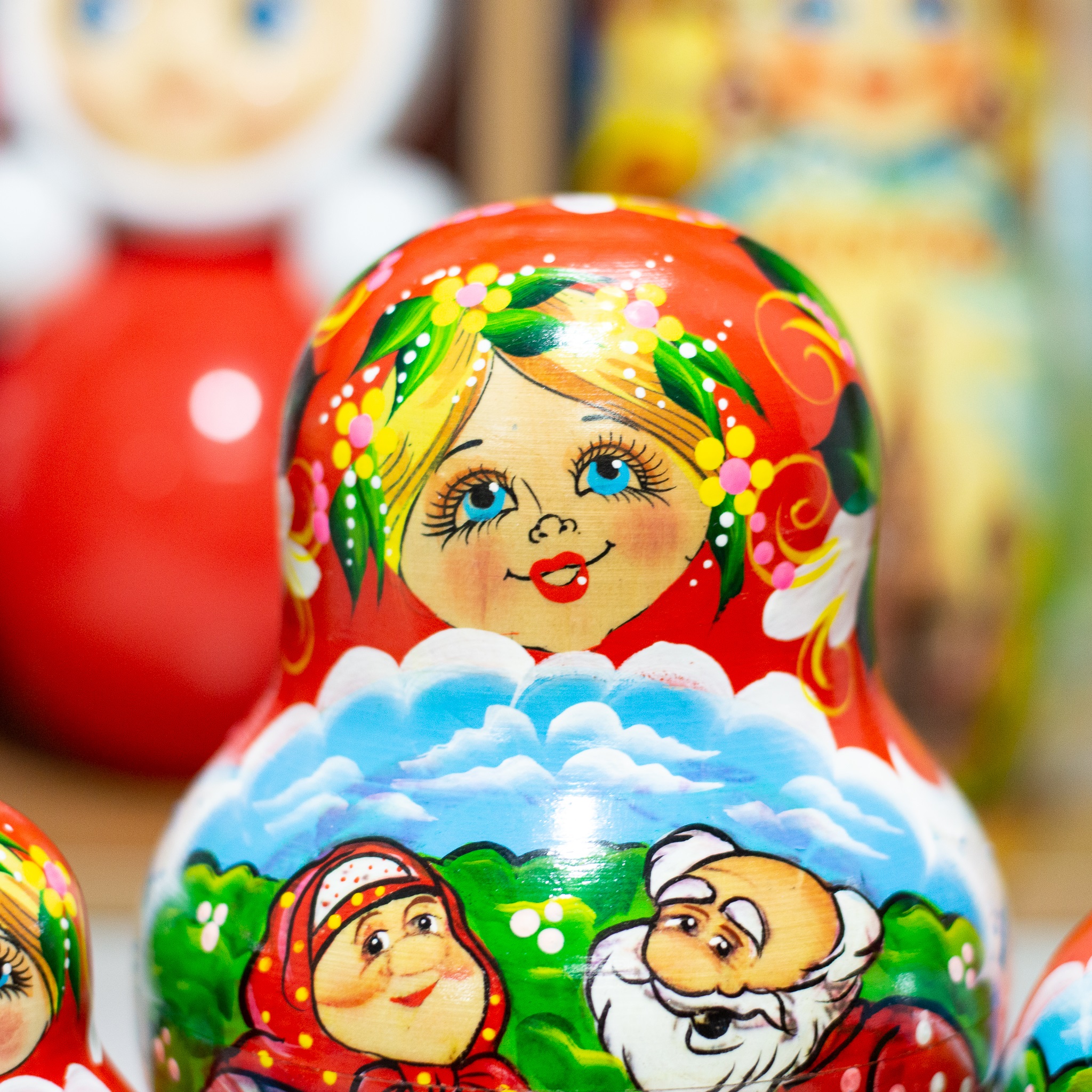 BỘ BÚP BÊ NGA 10 LỚP DÁNG TRÒN SIZE 18CM "CỔ TÍCH KOLOBOK"