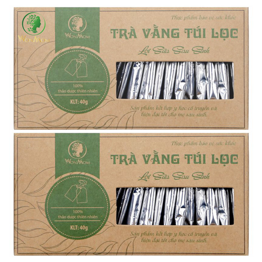 Combo 2 Hộp Trà Vằng Túi Lọc Lợi Sữa Cho Mẹ, Giảm Mỡ Bụng Sau Sinh Wonmom