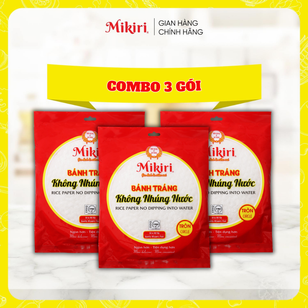 Bánh tráng tròn Mikiri không nhúng nước lớn 60 lá x 220gr Combo lựa chọn