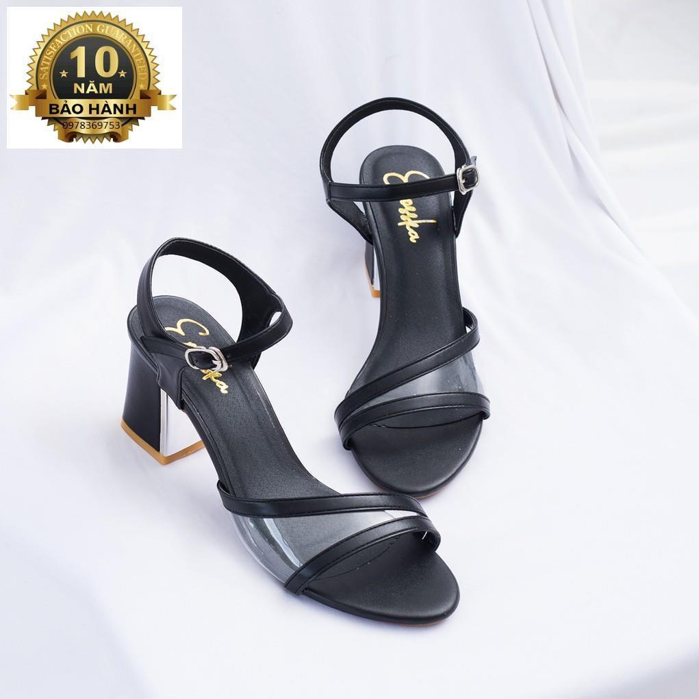 Giày Sandal Nữ Thời Trang Phối Mica EM020 (Màu Nâu)