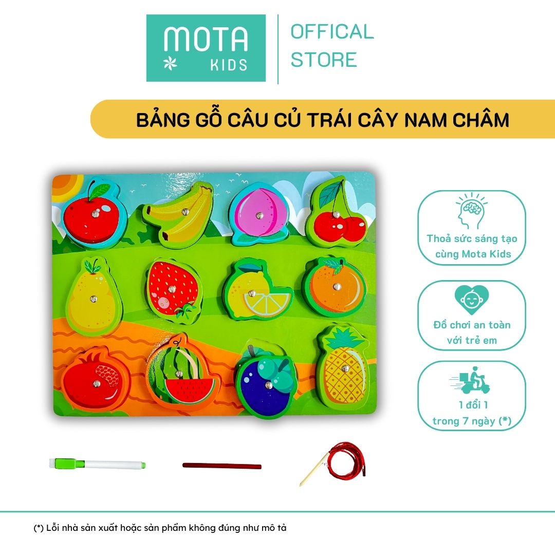 [M92-890CUQUA - Mota Montessori] Đồ chơi cho bé Bảng gỗ câu rau củ quả nam châm - Hàng chính hãng