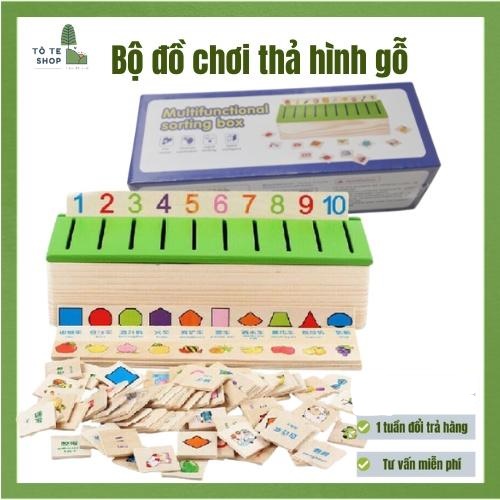 Đồ chơi thả hình gỗ theo chủ đề, bao gồm 8 chủ đề và 80 thẻ theo từng chủ đề