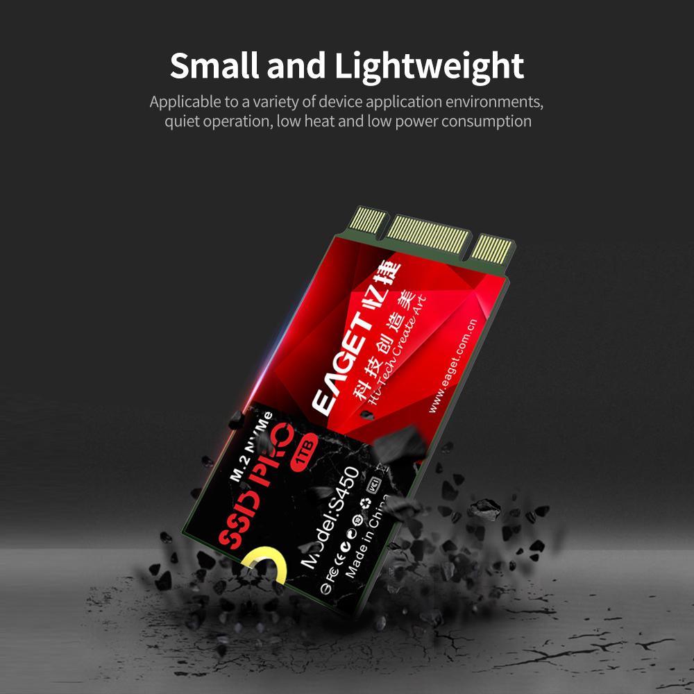 EAGET S450 SSD M.2 PCIe NVMe Solid State Drive High Speed Transmission Compact Slient Shockproof SSD for PC Laptop 1TB
