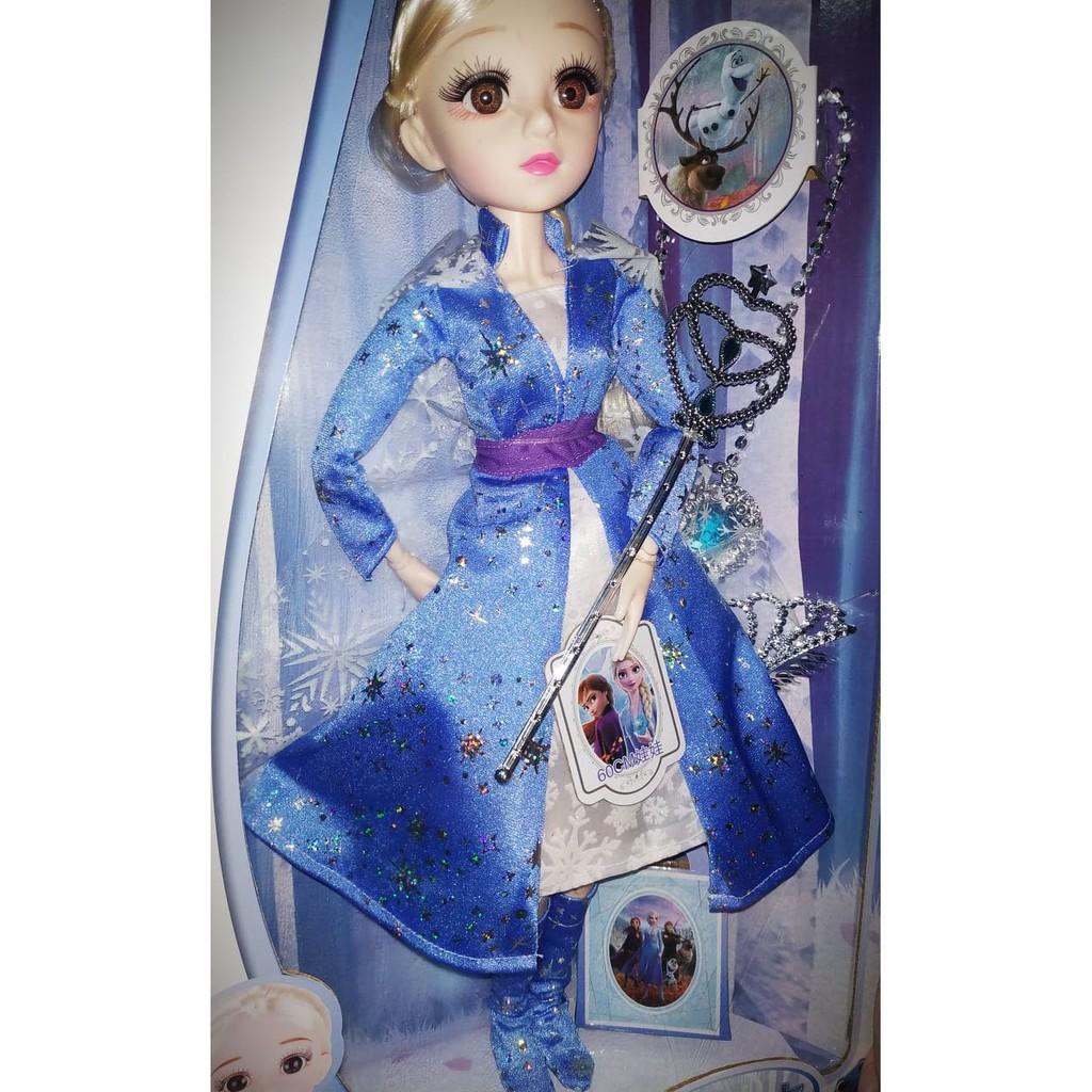 Búp bê nữ hoàng băng giá Frozen Elsa mắt ngọc size đại 50cm kèm vương miện, dây chuyền và quyền trượng