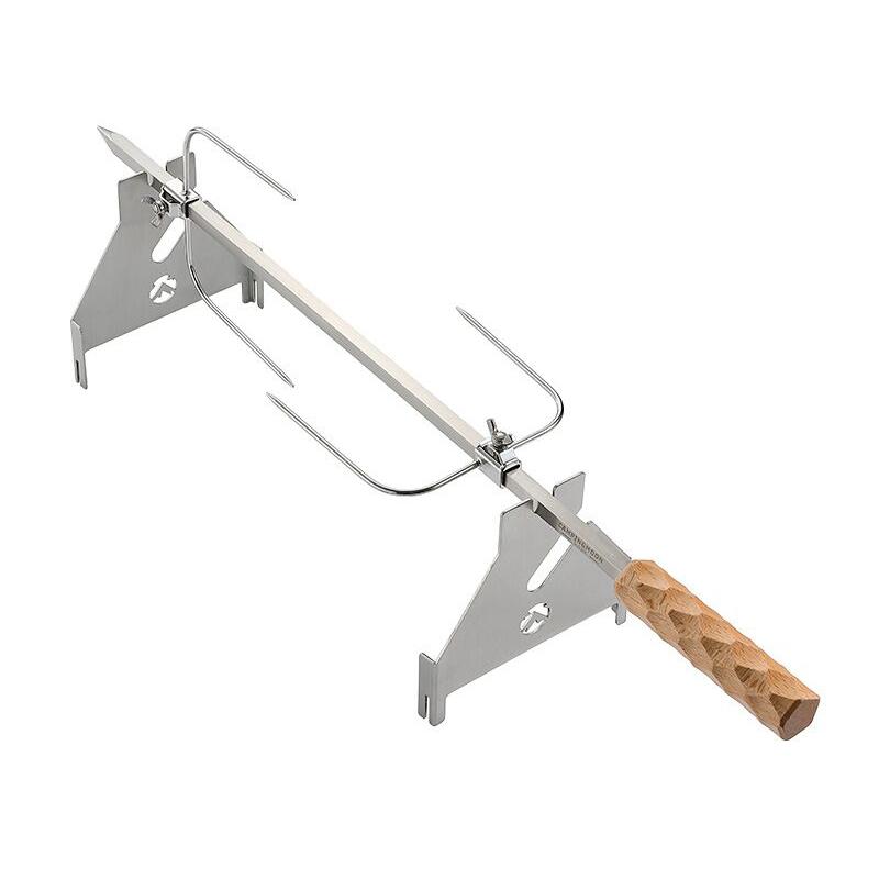 CAMPINGMOON BBQ Rotatable Rotisserie Rack 2 Heights Adjustable Roast Grill Outdoor Camping Picnic Barbecue Meat Grill