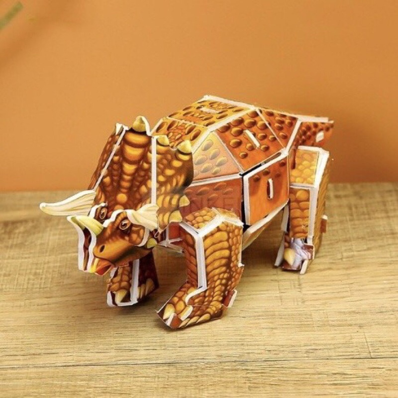 Đồ Chơi Giáo Dục Mô Hình Lắp Ráp 3D Khủng Long Bằng Giấy Bìa Xốp Cho Bé Size Nhỏ