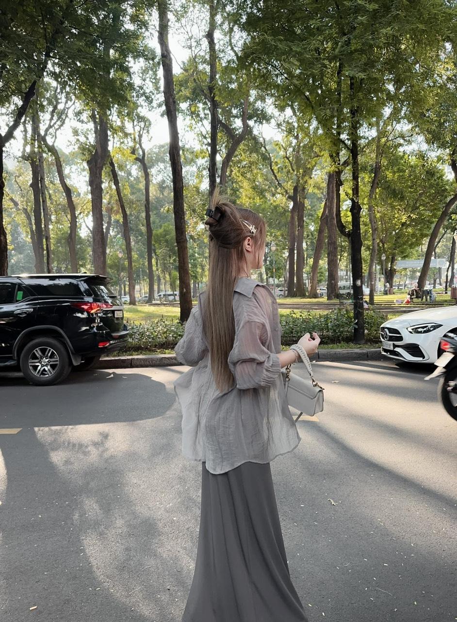 SET ĐI CHƠI, SET 2 MÓN VÁY MAXI ÔM BODY 2S PHỐI ÁO SƠ MI CỰC KUTE