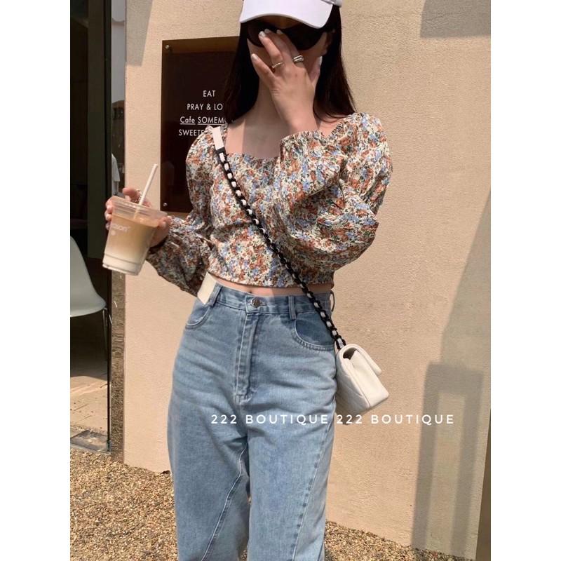 Áo trễ vai hoa nhí