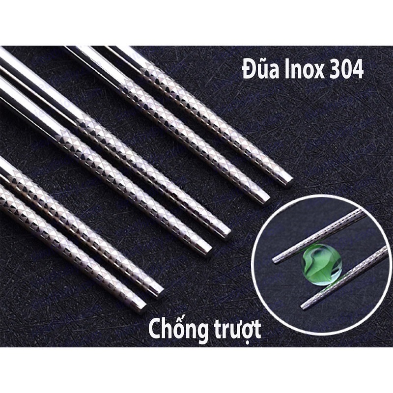 Đũa Inox 304 Đặc Ruột Hoa Văn Tinh Tế Hàng Xuất Khẩu