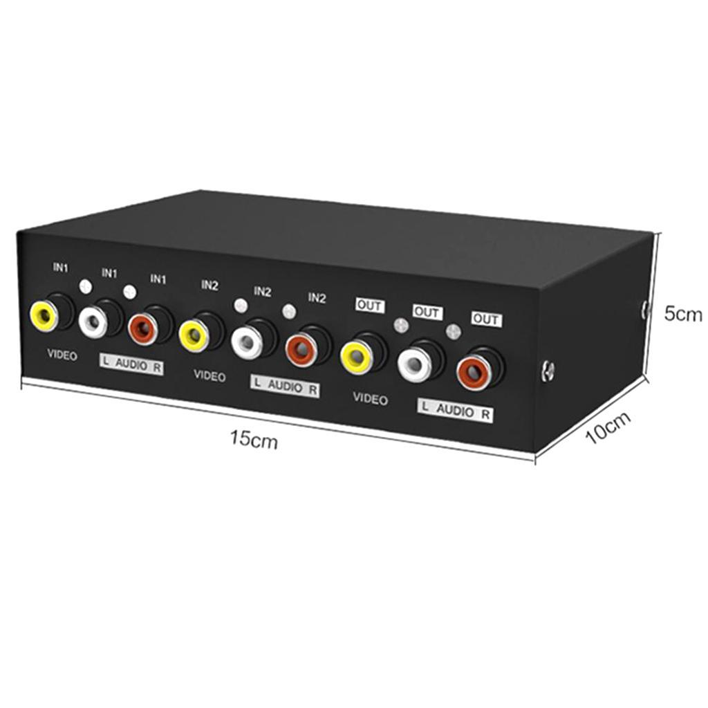 2 in 1 Out 2 Way Composite AV Switcher 3 RCA Video L/R Audio Switch Box