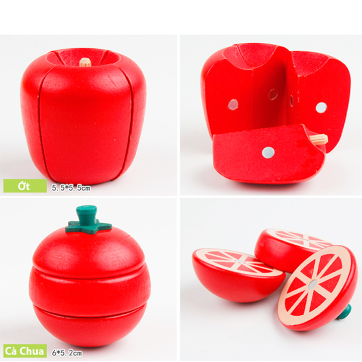 Cắt trái cây nam châm, đồ chơi gỗ đáng yêu, đầy màu sắc cho bé học hỏi và sáng tạo