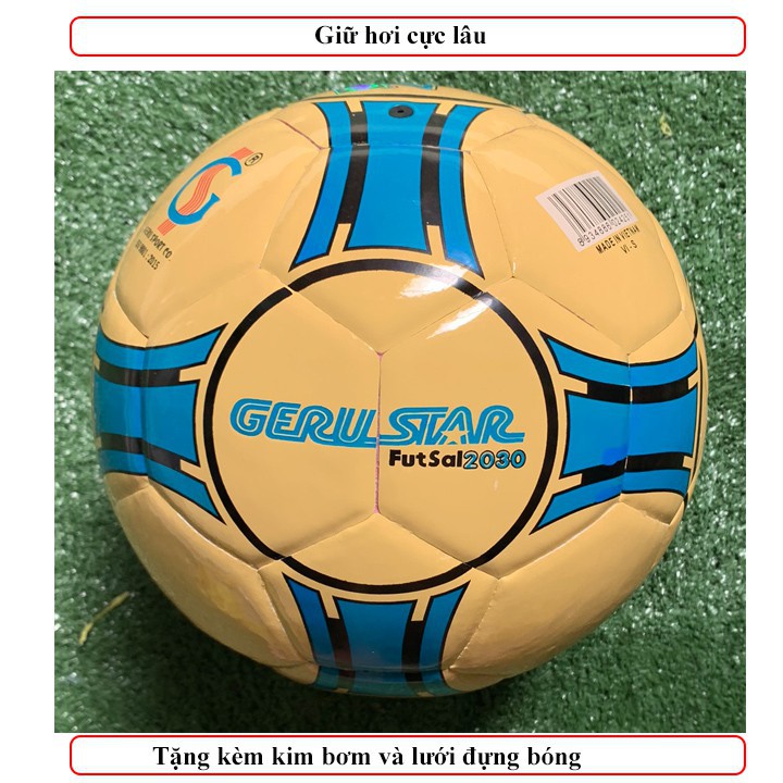 Bóng Đá Futsal Geru 2030 Vàng Dán Số 4, Size 4 - Tặng Kèm Kim Bơm + Lưới Đựng Bóng