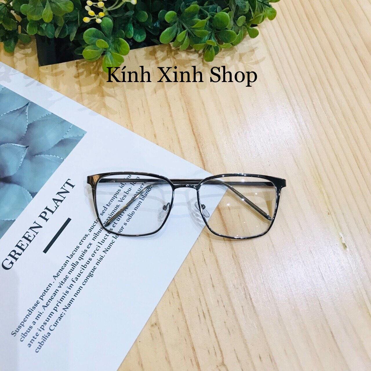 Kính Mắt Vuông Form To Kim Loại Thời Trang Đi Đường Chống Gió Bụi - Có thể thay tròng cận