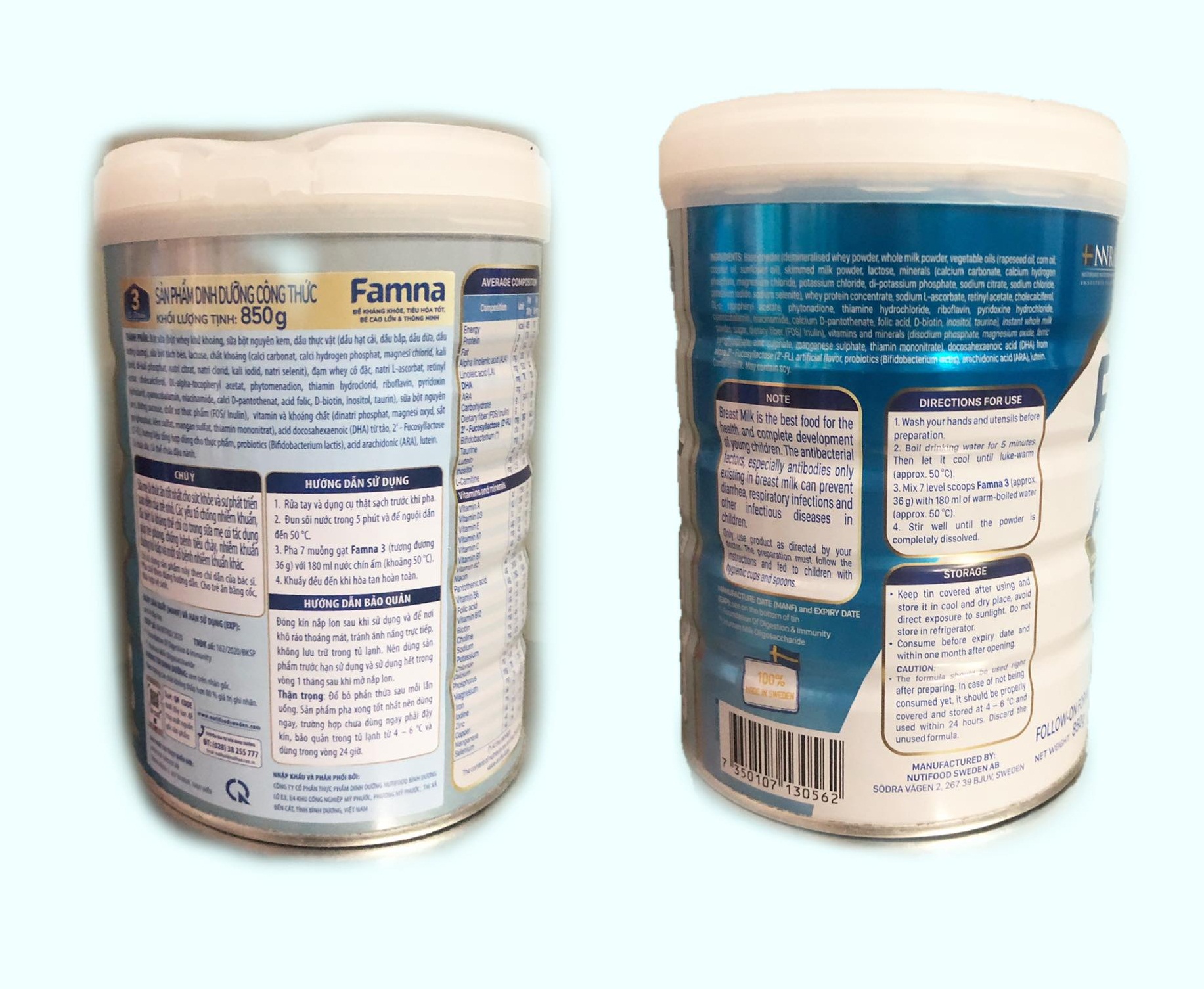 Bộ 3 lon sữa Famna step 3 850g - Đề kháng khoẻ, tiêu hoá tốt, bé cao lớn và thông minh - Hàng chính hãng của NutiFood
