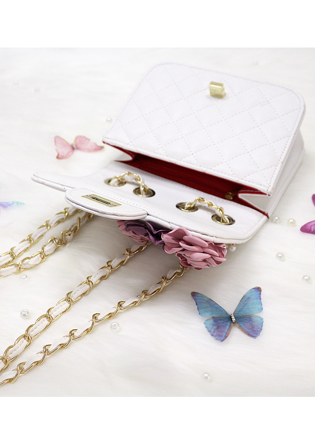 Túi da đính hoa vải BERI