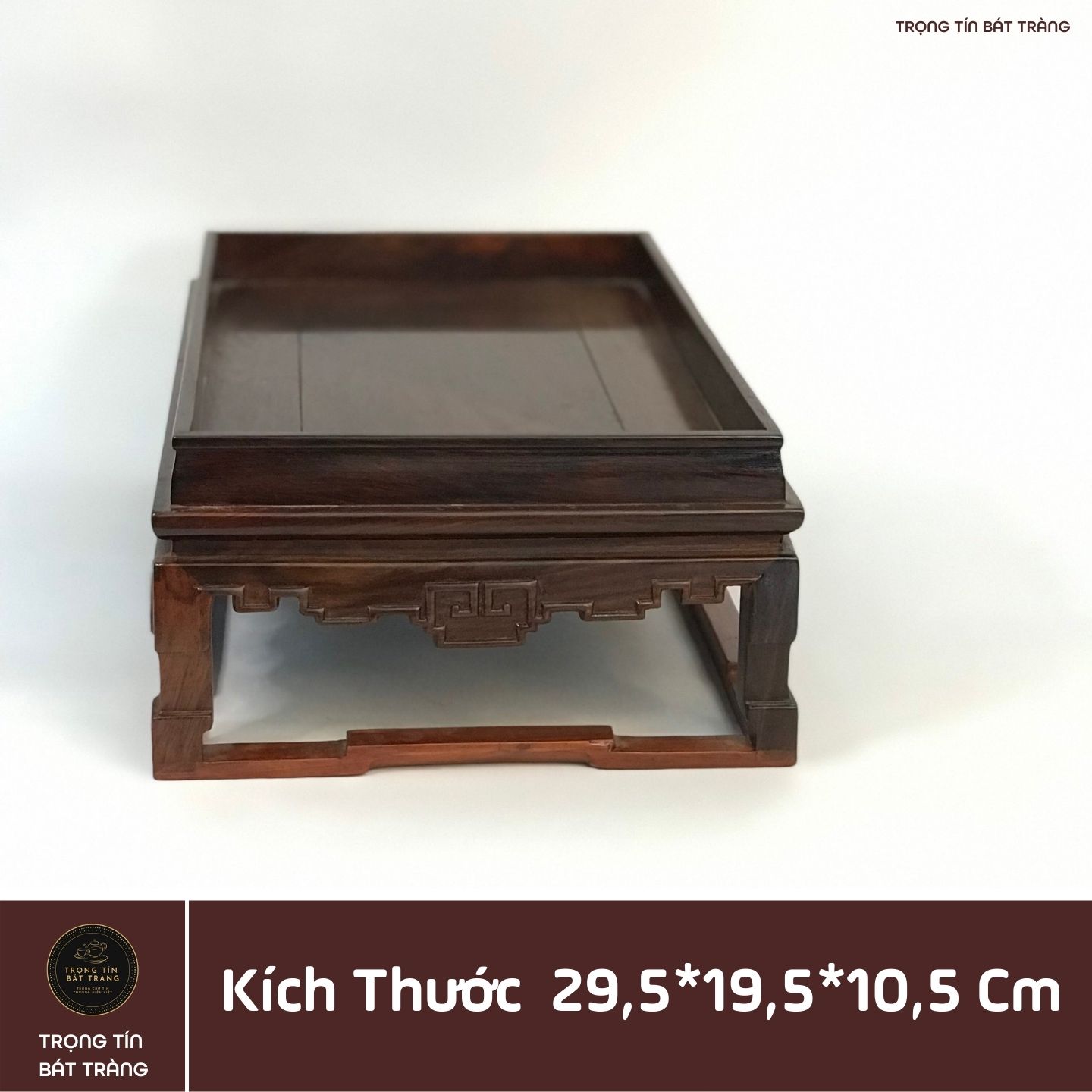 Khay Trà Gỗ Trắc Hình Chữ Nhật Kích Thước 29,5*19,5*10,5 cm KT 90