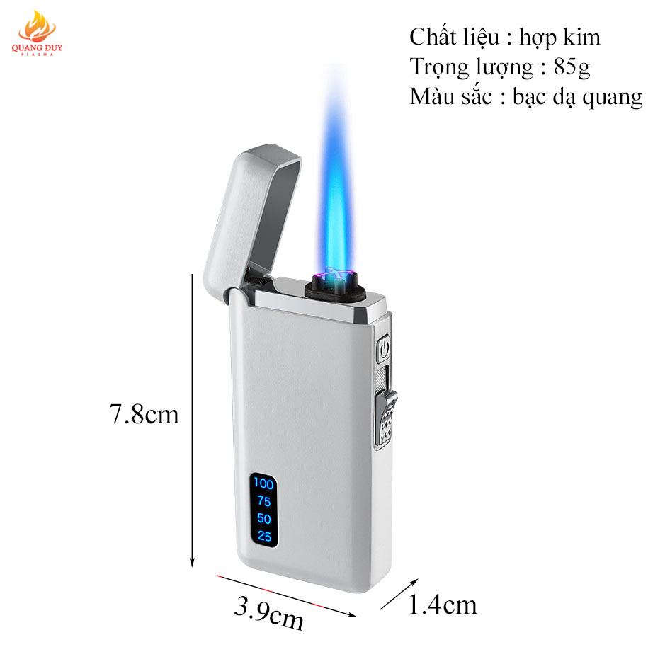 Bật lửa điện độc lạ dạ quang phát sáng 2 chế độ lửa vừa điện vừa gas sáng tạo độc đáo