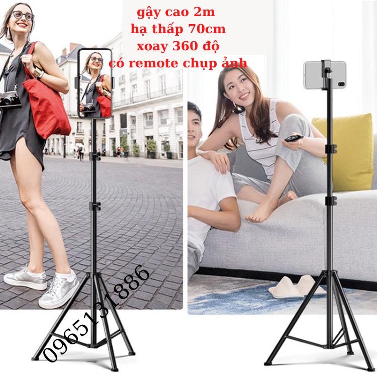 Gậy livestream, giá đỡ điện thoại, chân đỡ đèn 3 chân bằng sắt dài 2m1 - Chân livestream LOẠI XỊN LOẠI TÓT