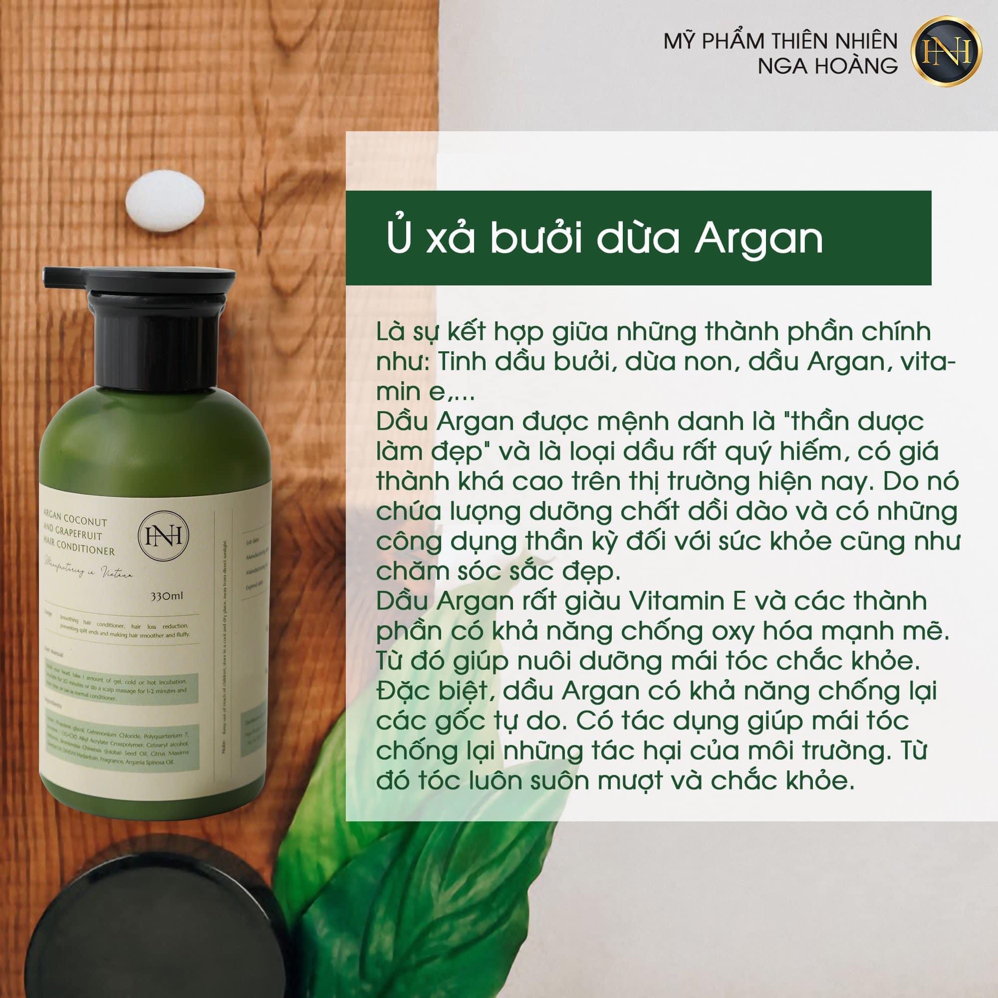 Gel ủ bưởi dừa Argan chăm sóc, phục hồi tóc hư tổn, giảm khô xơ, gãy rụng Nga Hoàng