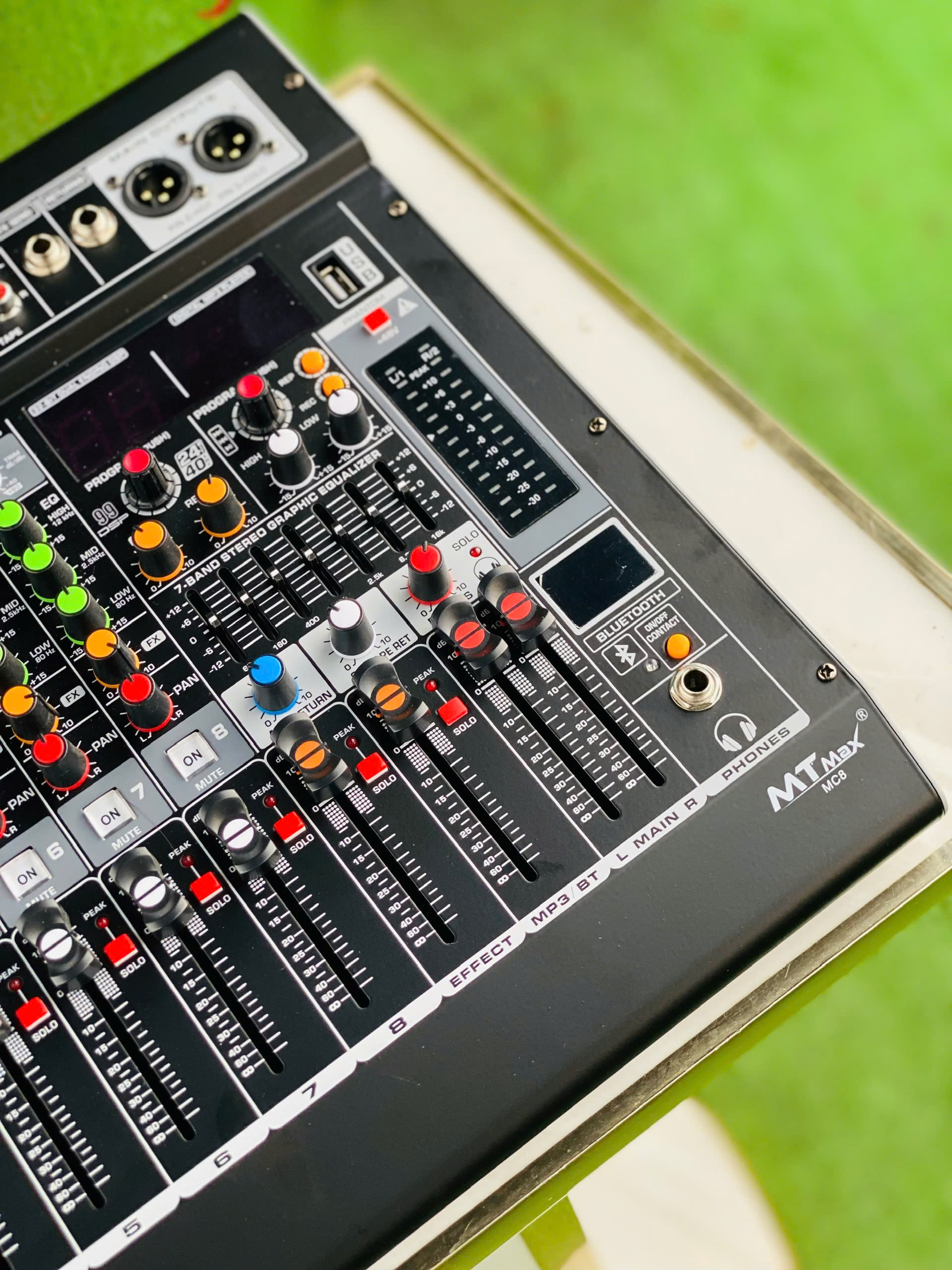 [tặng dây hoa sen] Mixer MC8 8 Kênh Chuyên Dụng nâng cấp âm thanh loa kéo, amply cũ Tích hợp Equalizer 99 hiệu ứng vang hàng nhập khẩu