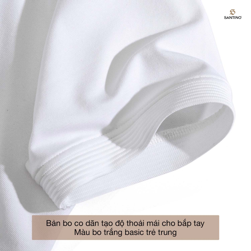 Áo Polo nam trơn SANTINO, Cotton Cá Sấu, kháng khuẩn chống nhăn, chống tia UV - E011