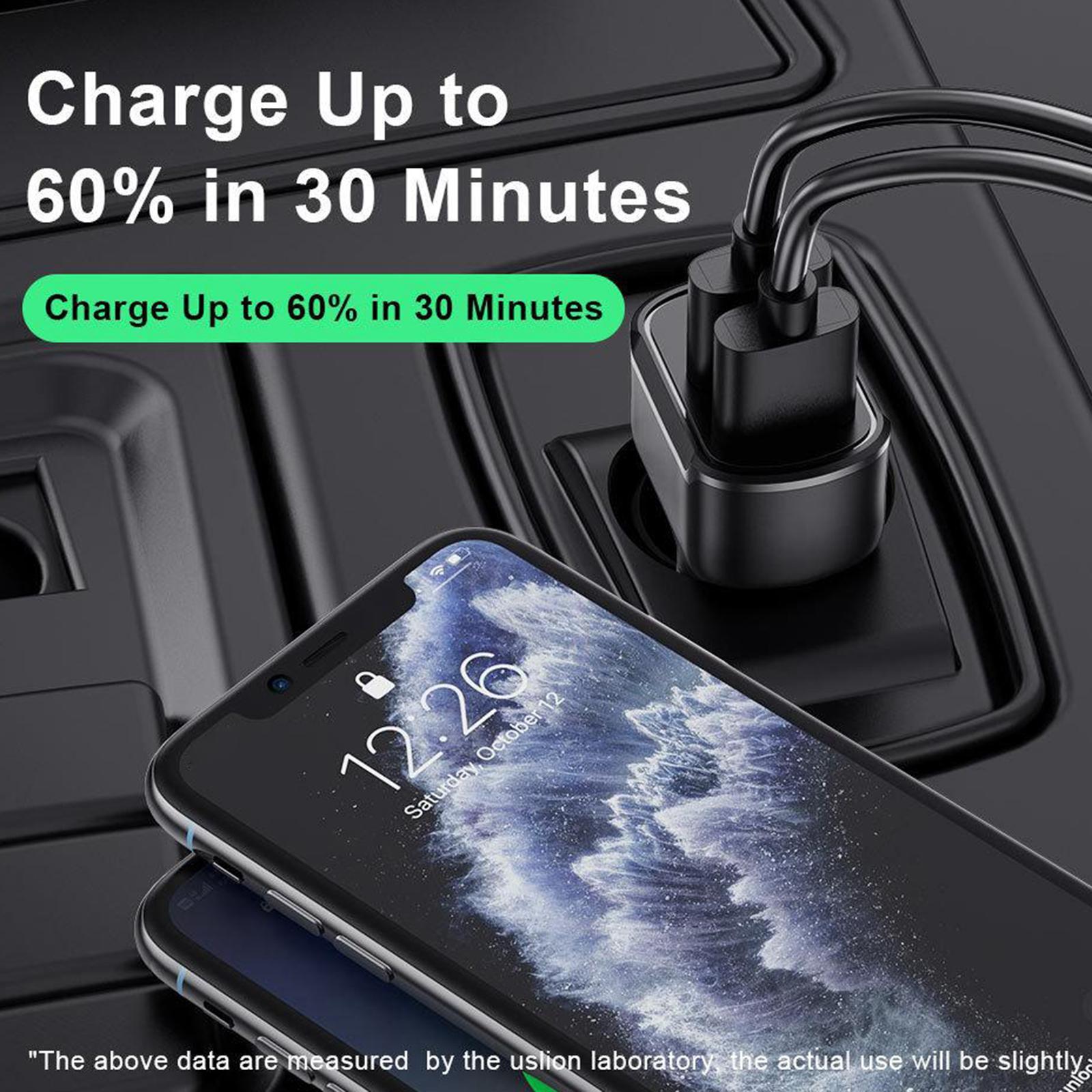 30W USB C Car Charger 2 USB QC 3.0 for  11  Pro Max Xs 8 plus
